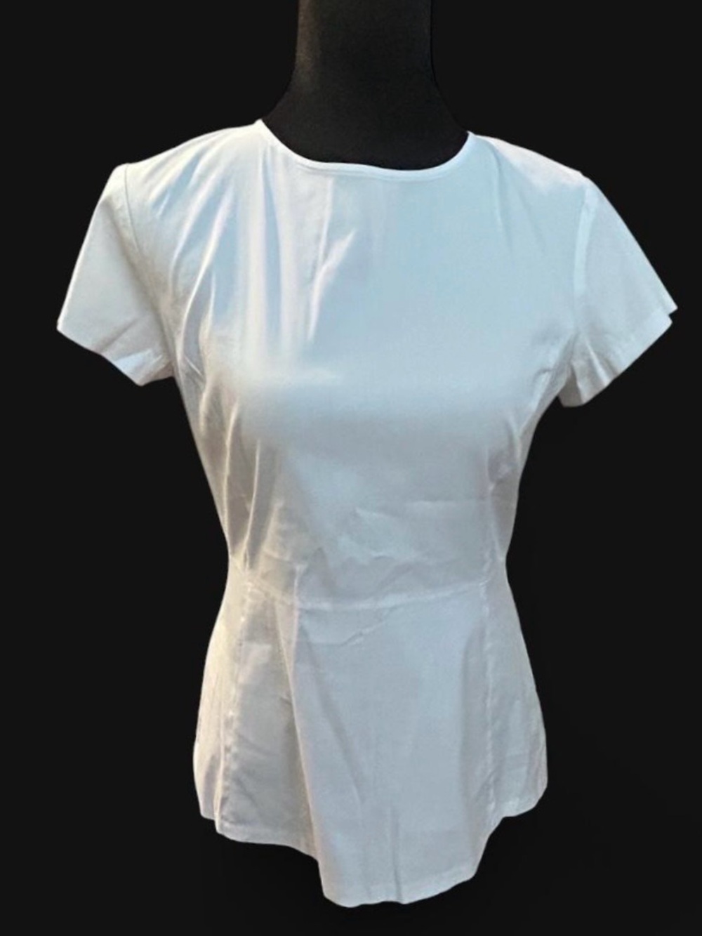 Theory Carrian White Short Sleeve Peplum Top